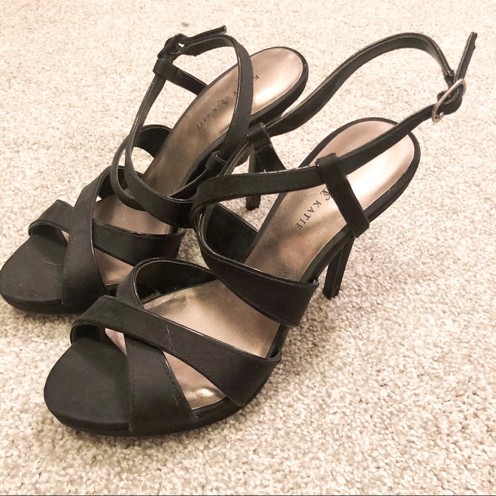 Kelly and Katie black strappy heels